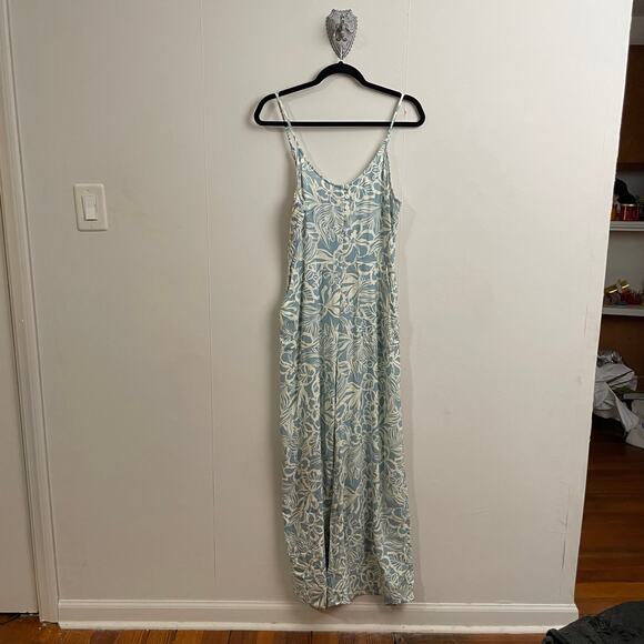 Y2K Vintage Ripcurl M blue white tropical jumpsuit coconutgirl ocean flare - Picture 1 of 7